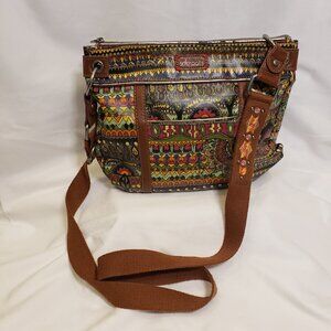 Sakroots Peace Crossbody Bag with Adjustable Strap Multicolor 11" x 9" x 2.5"
